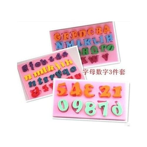 3D English letters & numbers fondant cake molds soap chocolate mould for baking 3pc/set-C243