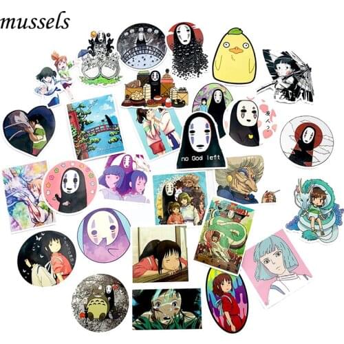 50Pcs Hayao Miyazaki Animation Film Spirited Away Stickers Forscrapbooking Slide Guitar Motorcycle Luggage Nagel Found Stickers