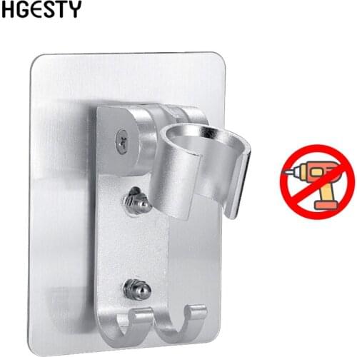 Space Aluminum Shower Holder Adjustable Self-adhesive Wall Mounted Bathroom Shower Head Mounting Bracket Shower Nozzle Holder