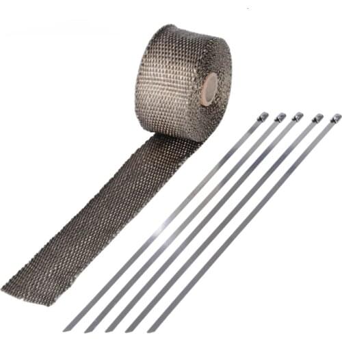 Auto 5m Exhaust Pipe Header Heat Fiberglass Wrap Resistant Downpipe 5 Stainless Steel Ties Fit Car Motorcycle Parts