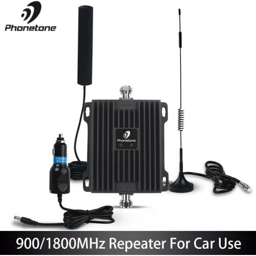 Car use GSM Repeater 2G EGSM 900/1800MHz Mini Cell Phone Signal Booster 45dB Cellular Voice Band 8/3 Amplifier Antennas FullSet