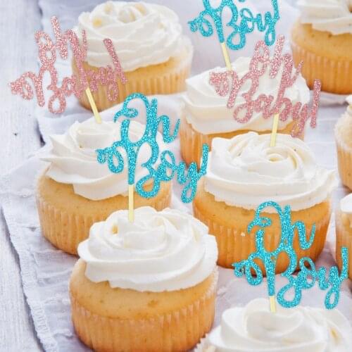 10/20Pcs Glitter Oh Baby Letter Cake Topper Gold Cupcake Flag DIY Wedding Birthday Baby Shower Home Party Decor Baking Supplies