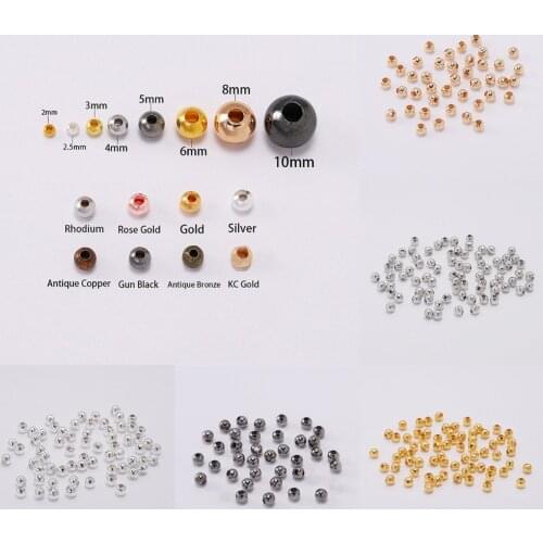 30-300Pcs Gold/ Rose Gold Metal Beads Smooth Ball Spacer Beads Supplies For Jewelry Making Accessories DIY Jewelry Findings
