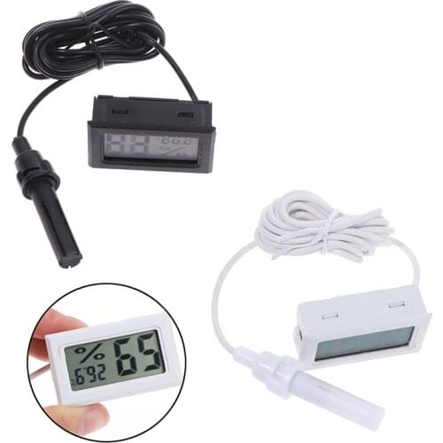 Digital LCD Thermometer Hygrometer Temperature Humidity Gauge With Probe For Vehicle Reptile Terrarium Fish Tank Refrigerator
