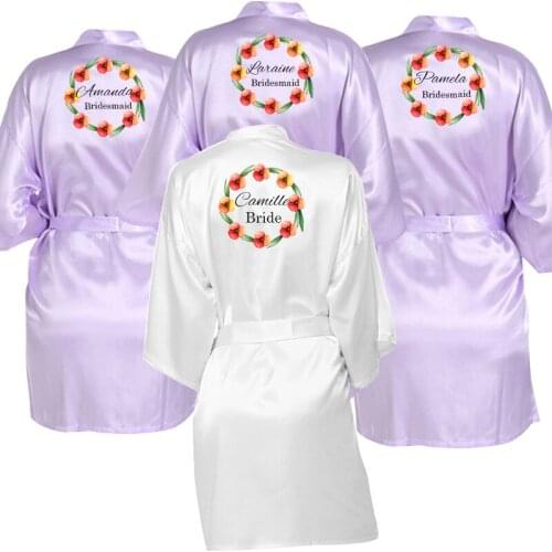 Getting Ready Bridesmaids Robe Bachelor Party Women Silk Satin Long Wedding Bride Bridesmaid Robe Kimono Robe Bathrobe