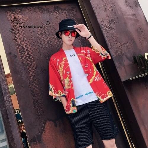 Japanese Kimono Traditional Robe Kimono Cardigan Men Beach Thin Holiday Kimono Cosplay Costume Yukata Women Shirt Unisex Tops