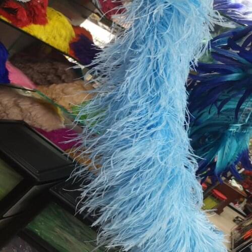 Hot Selling Wholesale 10 Meters Long 5 Layer Azure Ostrich Feather Weddings Parties Home Improvement Scarves Decoration