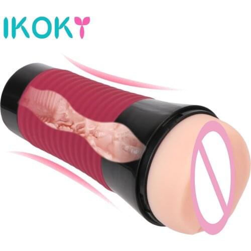 IKOKY Vagina Masturbator Real Pussy Sex Shop Male Masturbation Cup Adult Endurance Exercise Blowjob Sex Toys for Man