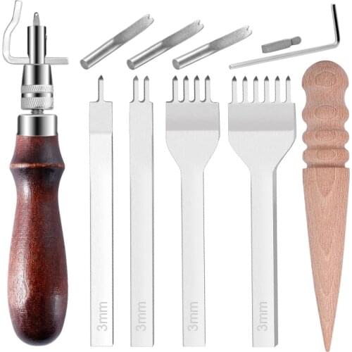 LMDZ 11PCS Leather Sewing Tools DIY Carving Working Stitching Craft Kit Leather Accessories For Beginner Leather Craft Tools