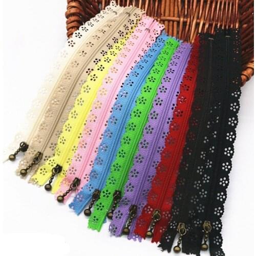 Random color 6pcs/lot 20cm Lace Zippers Sewing Tailoring Accessories nylon finish zipper for sewing wedding dress AA7453