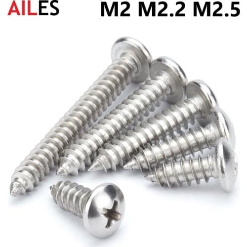 M2 M2.2 M2.5 Cross Recessed Pan Head Self Tapping Screws 304 Stainless Steel Phillips Machine Bolts 3 4 5 6 8 10 16 20 25 30mm