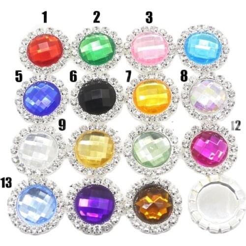 10Pcs 21mm Acrylic rhinestone Button metal clothing buttons Craft decorative button DIY Wedding Embelishment hair flower center