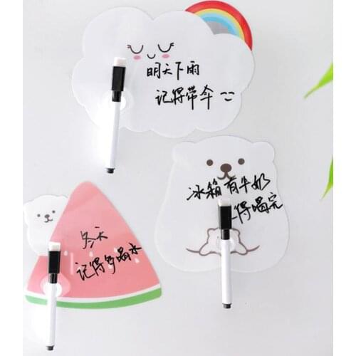 Fridge Magnet Cute Refrigerator Message Board Watermelon Bear Erasable Pen & Sticky Notes for Fridge CeramicTile Wall Home Decor