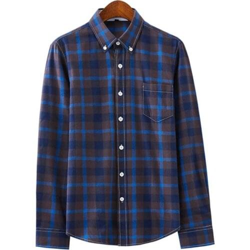 Fashion Mens Slim Plaid Shirt New Checkered Men Shirts Long Sleeve Chemise Homme Cotton Male Check Shirts
