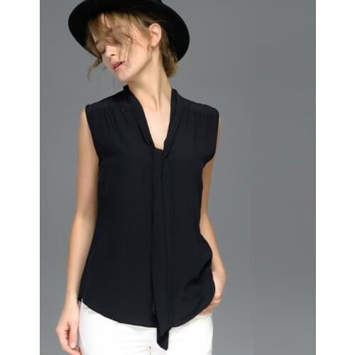 Fashion Silk T-shirt Women Loose Top 100% Mulberry Silk Sleeveless Bandeaus M L XL Free Shipping