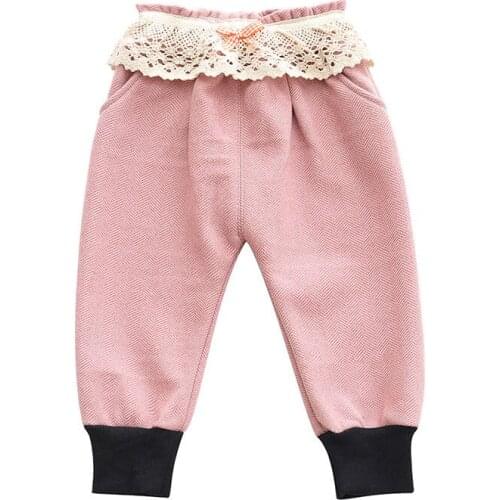 New Pants Winter Keep Warm Add Wool Toddler Baby Girl Pants Cute Bud Silk Bowknot Leisure Soft Loose Comfortable Kids Clothes