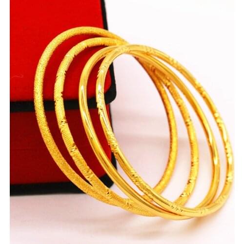 New Arrived 1pcs pure gold color 3mm thick Circle bracelet & bangle for women,Love Gold Filled Cuff Bracelet women jewelry