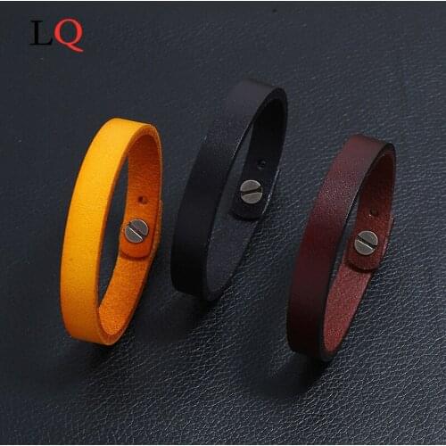 New Fashion Punk Cowhide Leather Men Bracelet Bangles for Women Jewelry Magnetic Snap Charm Bracelets Gift Snap Button Jewelry