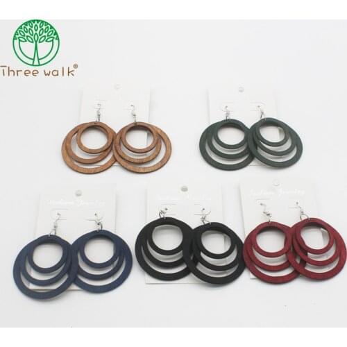 Africa Women Jewelry Handmade Wood Round Set Earrings Charm Gift