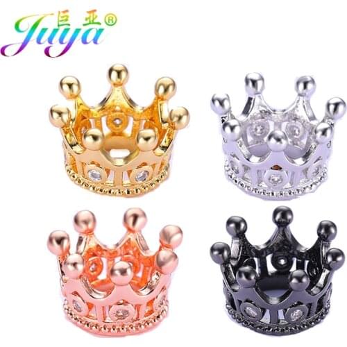 Juya Wholesale DIY Charm Beads Gold Decorative Copper Crown Beads Accessories For Natural Stone Beadwork Jewelry Making