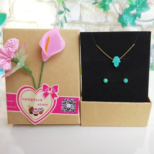 1 set synthetic op11 green color opal hamsa necklace (silver or gold)& 4mm round bead (silver) S925 silver high quality