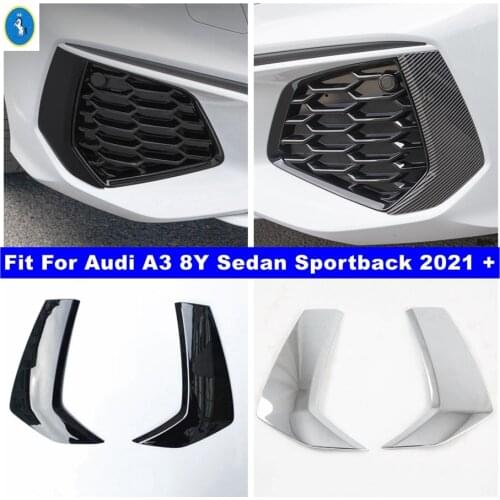 Black / Chrome / Carbon Fiber Look Front Fog Lights Lamp Eyelid Eyebrow Panel Cover Trim Fit For Audi A3 8Y Sedan Sportback 2021