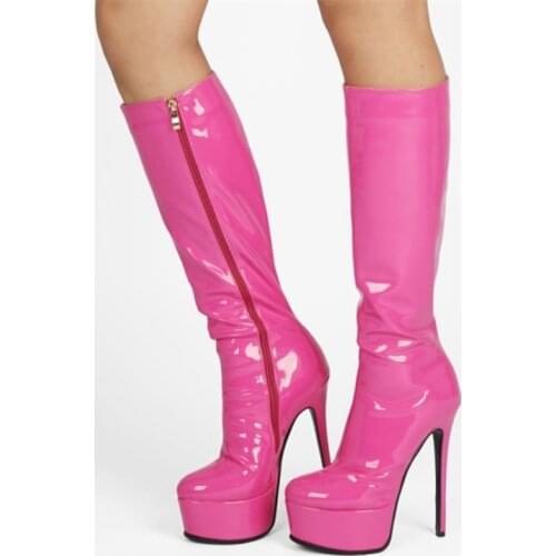 Casual Style Winter Shoes Short Daily Boots High Heel Muti Color Women Fashion Platform Boots Knee High Big Size 45