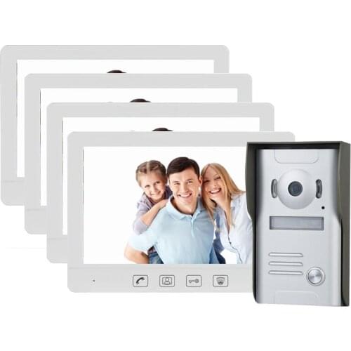 Wired Video Door Phone 10.1" Color Touch Button LCD With IR Night Vision Doorbell Camera Viewer Intercom System For Villa 1V4