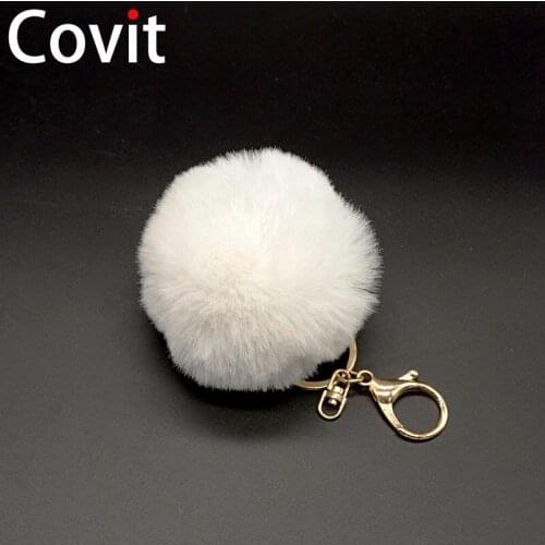 Fluffy Pompon Fur Ball Key Chain For Women Faux Rabbit Fur Pompom Keychain Charm Bag Key Ring Holder Jewelry Christmas Gift