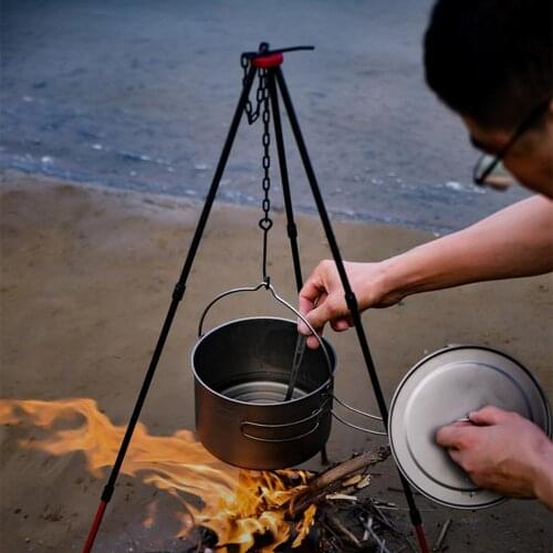 Barbecue Tripod Adjustable Aluminum Alloy Ultra-light Portable Campfire Tripod with Hook Chain BBQ Stove Tripod