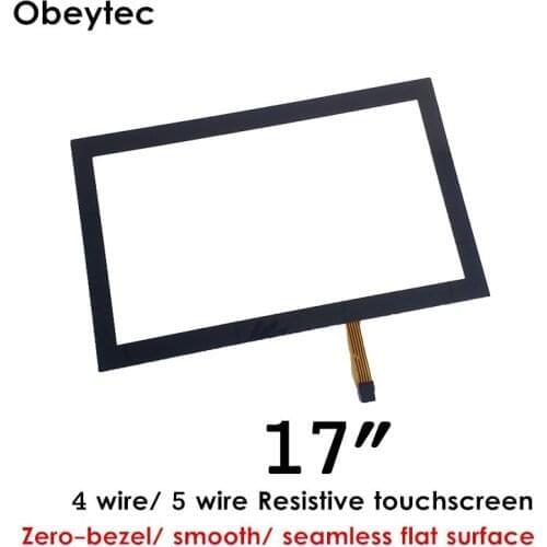 17" Zero-Bezel Resistive Touch Screen with Seamless flat surface 5 wire Resistive Technology WITHOUT CONTROLLER (TS170A5BC01)