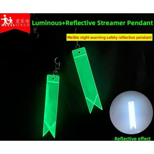 Luminous Reflective Streamer Ribbon Pendant Glow In The Dark KeyChain Holder Bag accessories keyrings Men Women Birthday Gift