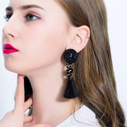 Exaggerate Women Ethnic Vintage Long Fringe Earrings Handmade Jewelry Statement Tassel Drop Earrings Pendientes 3C4013