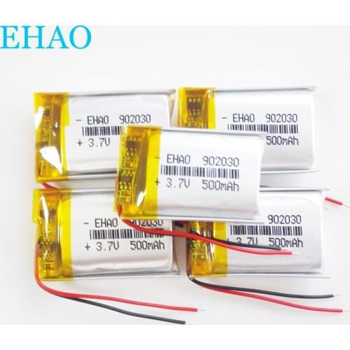Lot 5 pcs 902030 3.7V 500mAh Lithium Polymer LiPo Rechargeable Battery For Mp3 GPS DVD Vedio Game camera