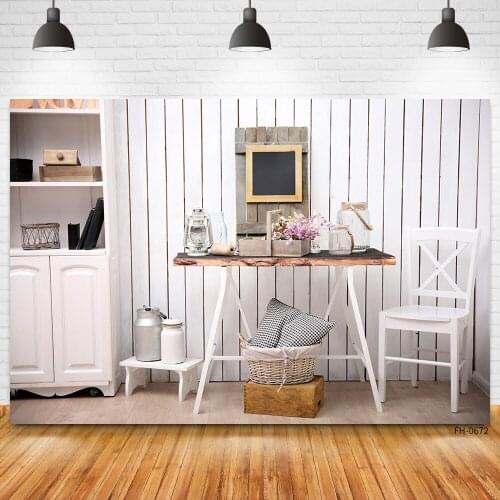 Vintage White Wall Wooden Floor Table Decor Backdrop For Birthday Party Baby Photocall Photo Studio Photography Background Props