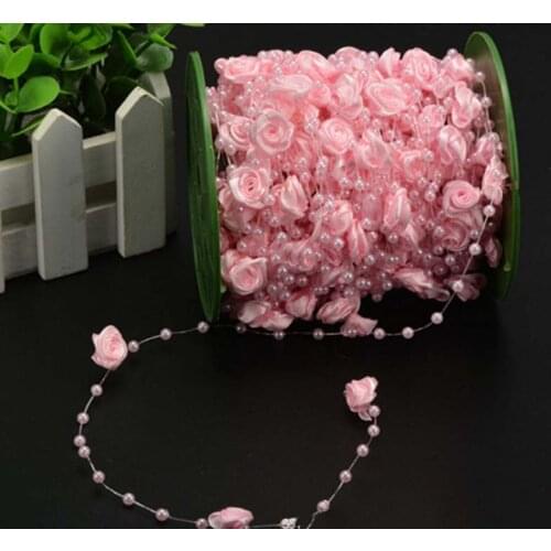 Ynaayu 5 Meter Rose Flower Ribbon Jute Burlap Ribbon Linen DIY Wedding Birthday Party Supply Home Decoration