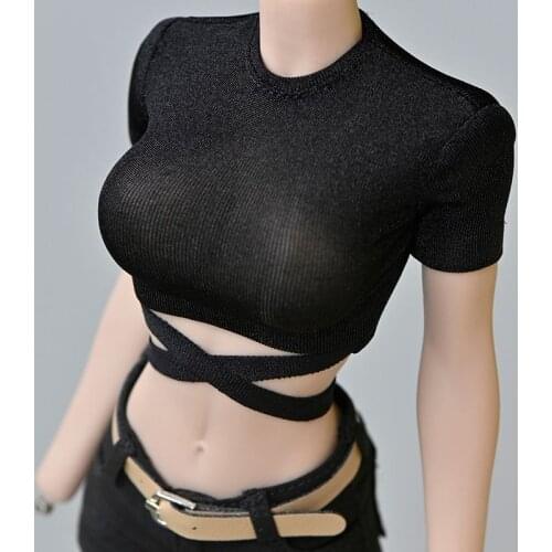 In Stock Scale 1/6 Female Soldier Model Accessories Clothes Tbl Ph Coated Body Short Waist Strap T-shirt