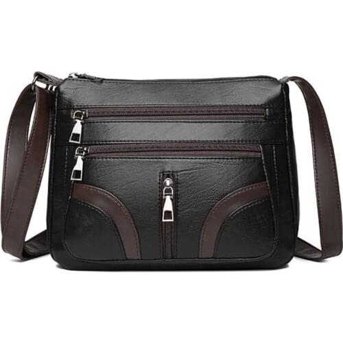 Female Pu Leather Handbag Black Flap Purse Women Messenger Bag Lady Shoulder Crossbody Bag Small