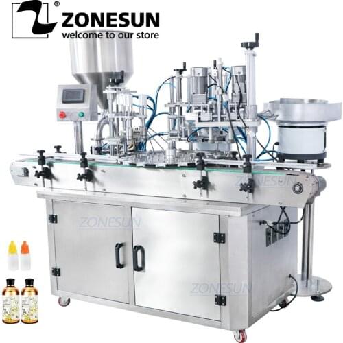 ZONESUN Automatic 4 in 1 Rotary Plate Eye Drop Cream Liquid Bottle Filling And Capping Machine For Production