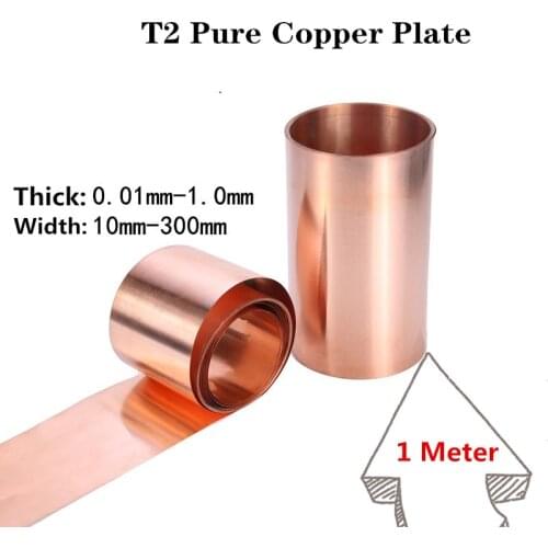 1M/lot 0.1MM 0.2MM 0.5MM 1MM T2 Pure Copper Foil Plate Strip Copper Sheet Copper Plate Skin Red Copper Purple Copper