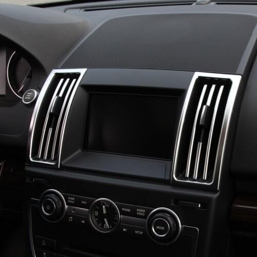 2pcs ABS Chrome Interior Center Air Conditioning Vent Outlet Frame Trim For Land Rover Freelander 2 2013-2015 Car Styling