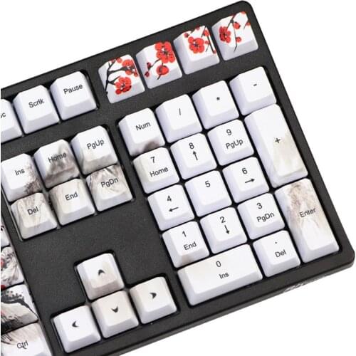 5 Sides Dye-Sublimation 108 Keys PBT OEM Profile Keycap Wangjiang Plum Blossom