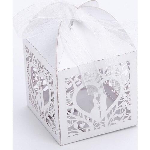 50pcs/lot Pearl Paper Lover Candy Gift Box Customizable Color Cookies Goodies Candy Box for Packaging Wedding Event Party Decor