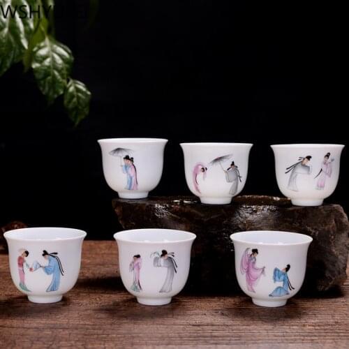 6pcs\lot Jingdezhen Ceramic Tea Cup Tea set Tea Cup Pu'er Tea Cup Travel Portable Tea Set Household Drinking Set WSHYUFEI