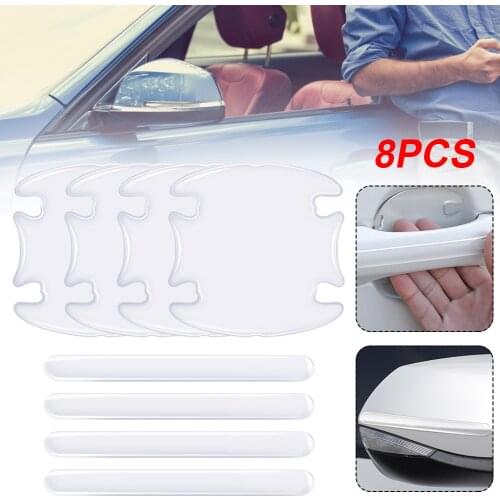 8pcs Car Door Handle Paint Scratch Protector Adhesive Door Bowl Paint Protective Film with Handle Protector Universal Door Guard