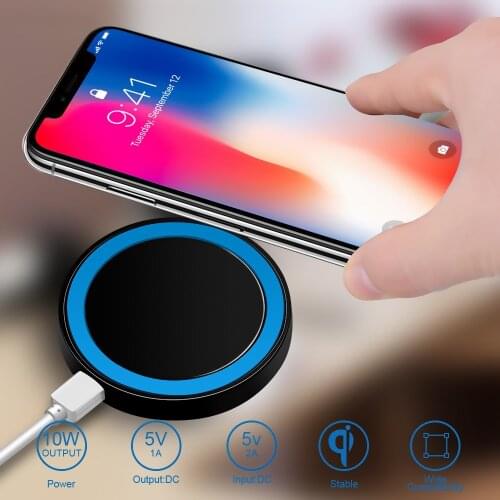 JUSFYU Mini Qi Wireless Charger USB Charge Pad Charging For iPhone X 8 8 Plus Samsung Galaxy S6 S7 Edge S8 Plus Note 5 8 Charger