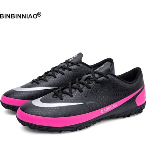 BINBINNIAO Mens Soccer Shoes Ultralight Football Boots Kids Boys Sneakers Non-Slip AG/TF Soccer Cleats Large Size 32-47