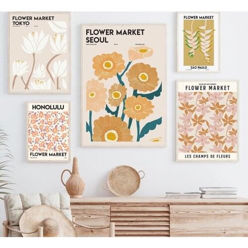 Flower Market Lotu Morning Glory Wall Art Canvas Painting Nordic Posters And Prints Abstract Wall Pictures For Living Room Decor