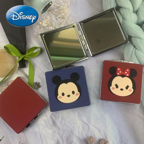 Disney Mickey Mouse Minnie Cartoon Small Mirror Makeup Mirror Silicone Anti-fall Mirror Mini Portable Portable Makeup Mirror