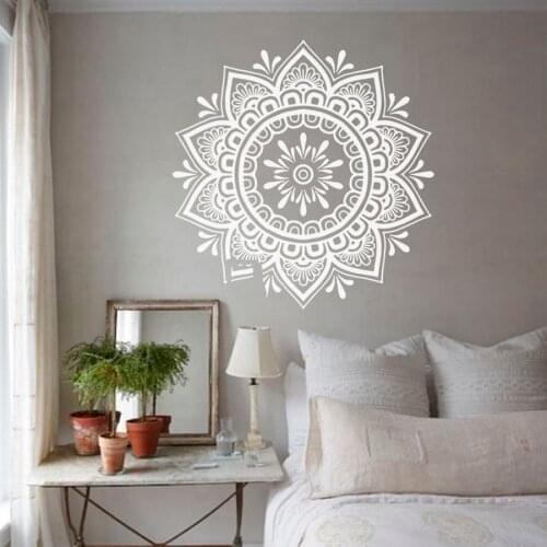 Home Wall Decor Mandala Flower Decal Boho Yoga Stickers Art Mural Bohemian Removable Living Room Decoration
